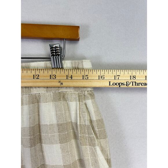 Isaac Mizrahi Woman's Linen Blend Beige Plaid Wide Leg Pants - Size Medium - Picture 8 of 9